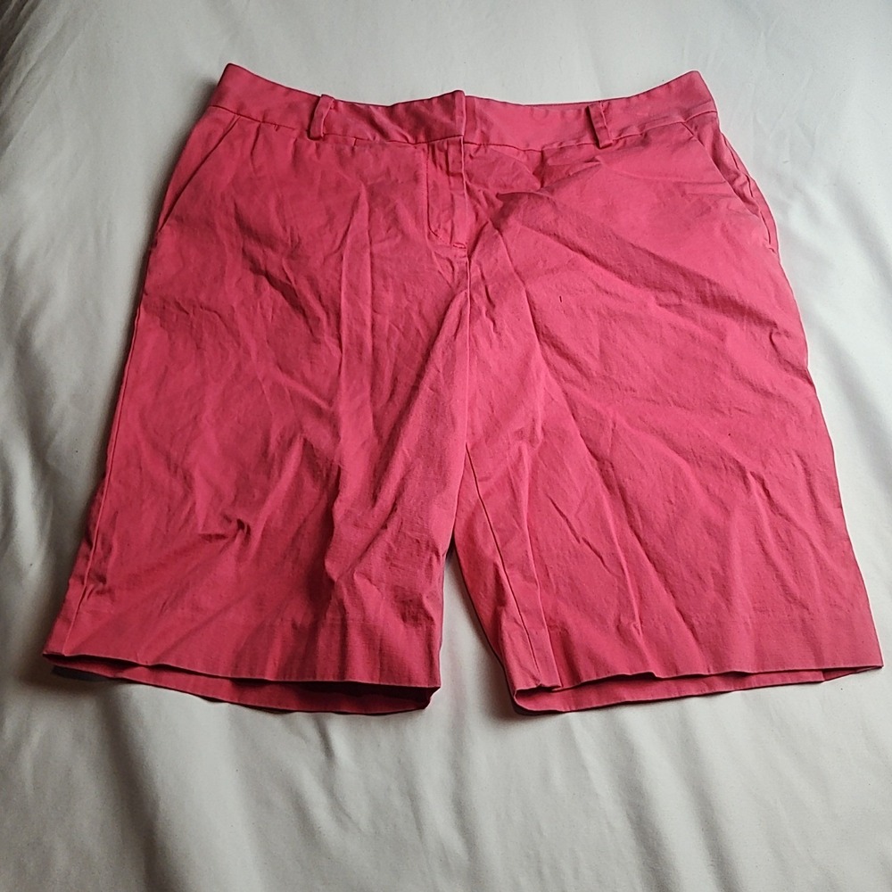 Talbots Chino Shorts Pink Flat Front Belt Loops Women's Size 10